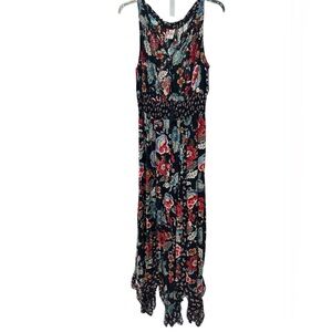 Bila Red and Blue Asymmetrical Sundress Scoop Neck Sleeveless